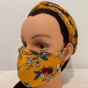 Boho Top Knot Headband and Facemask Set